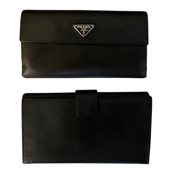 Prada Saffiano Continental Leather Wallet EUC - Picture 1 of 6